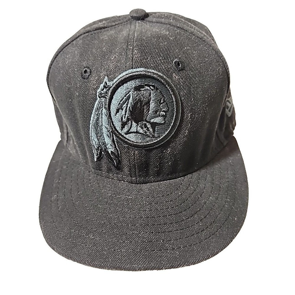 Washington Redskins Adult New Era Black Authenic Cap Hat Fitted 6‎ panel RARE
